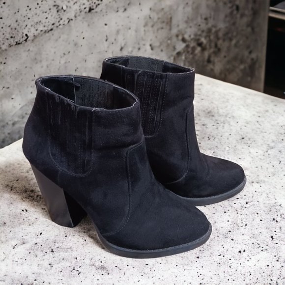 Zara Trafaluc Black Suede Ankle Booties  Size 6 - Picture 3 of 12